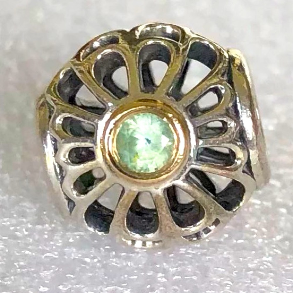 PANDORA Silver/14K Gold/Green VINTAGE ALLURE Charm~Bead 791173SSG